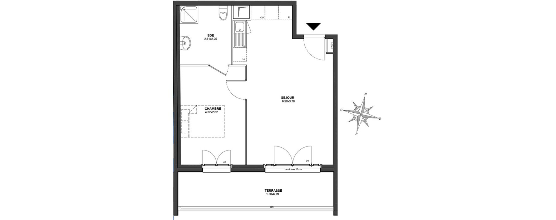 Appartement T2 de 42,80 m2 au Blanc-Mesnil Centre