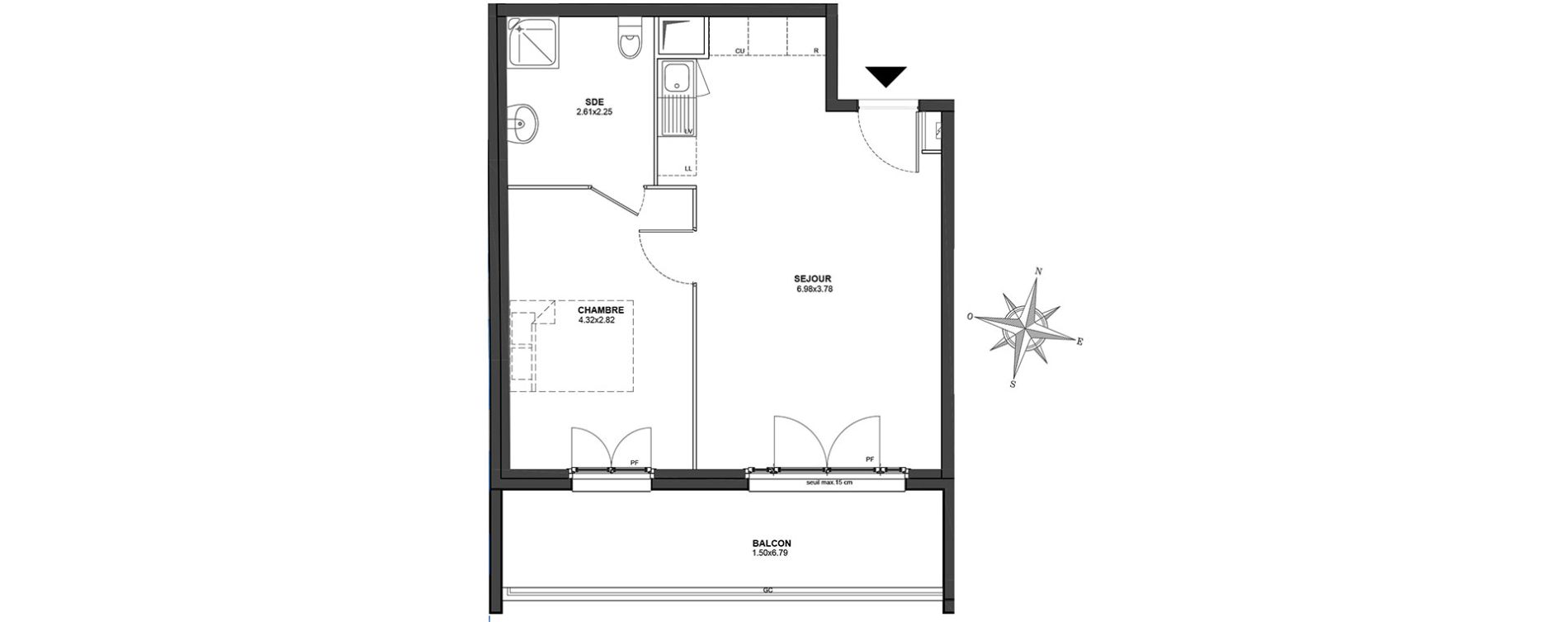 Appartement T2 de 42,80 m2 au Blanc-Mesnil Centre