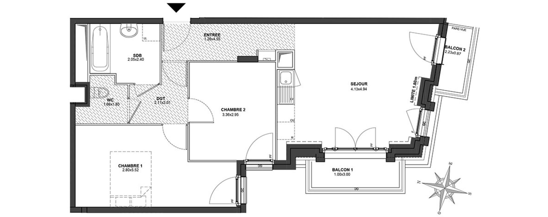 Appartement T3 de 58,81 m2 au Blanc-Mesnil Centre