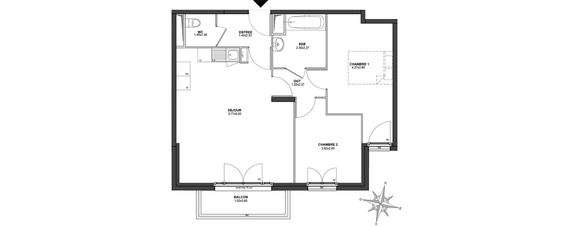 Appartement T3 de 61,02 m2 au Blanc-Mesnil Centre