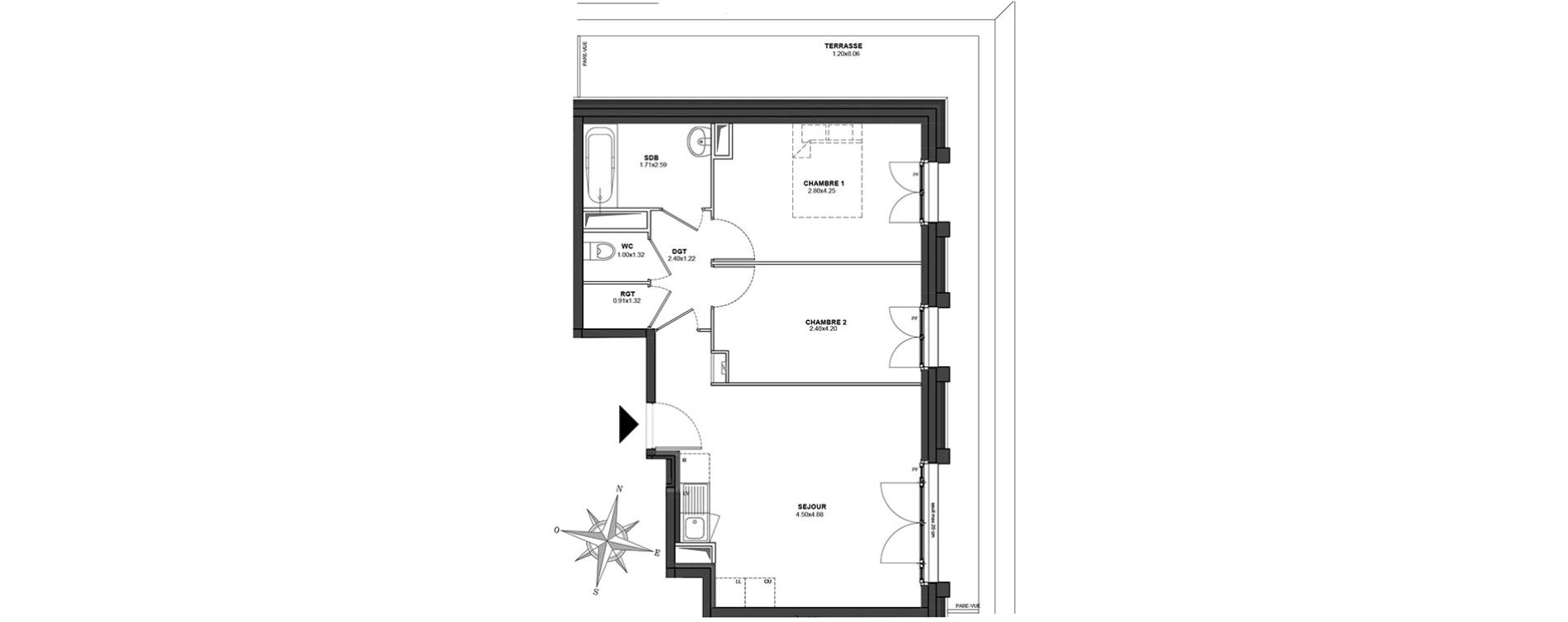 Appartement T3 de 54,18 m2 au Blanc-Mesnil Centre