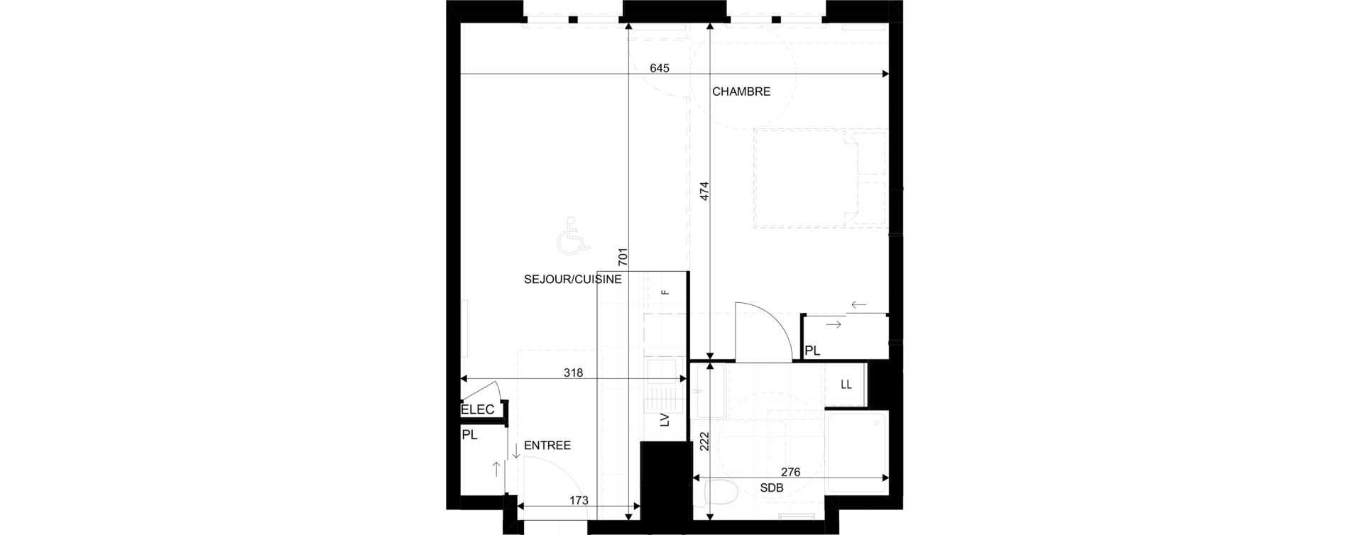 Appartement T1 de 40,09 m2 au Blanc-Mesnil La molette