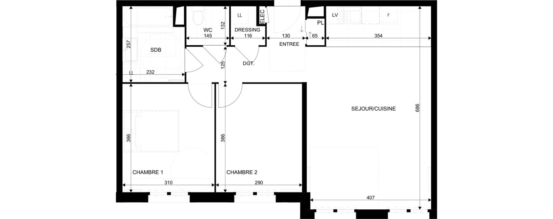 Appartement T3 de 65,41 m2 au Blanc-Mesnil La molette