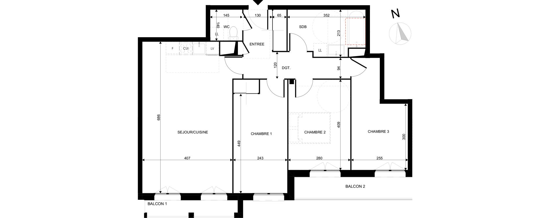 Appartement T4 de 80,26 m2 au Blanc-Mesnil La molette
