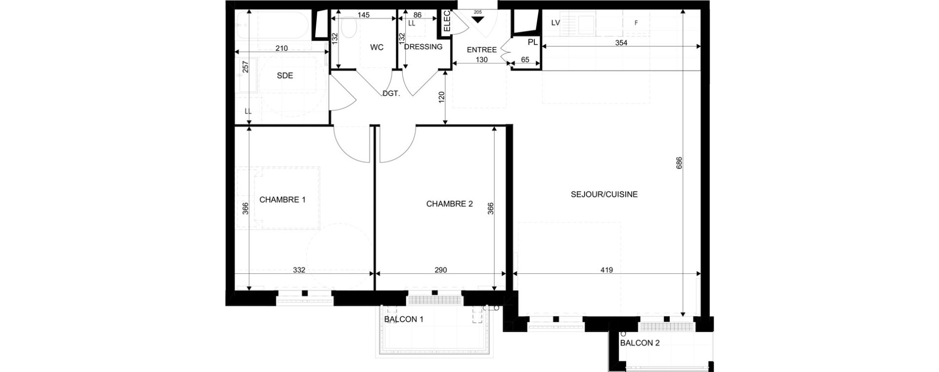 Appartement T3 de 65,30 m2 au Blanc-Mesnil La molette