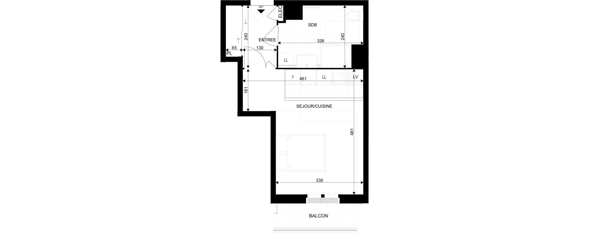 Appartement T1 de 29,38 m2 au Blanc-Mesnil La molette