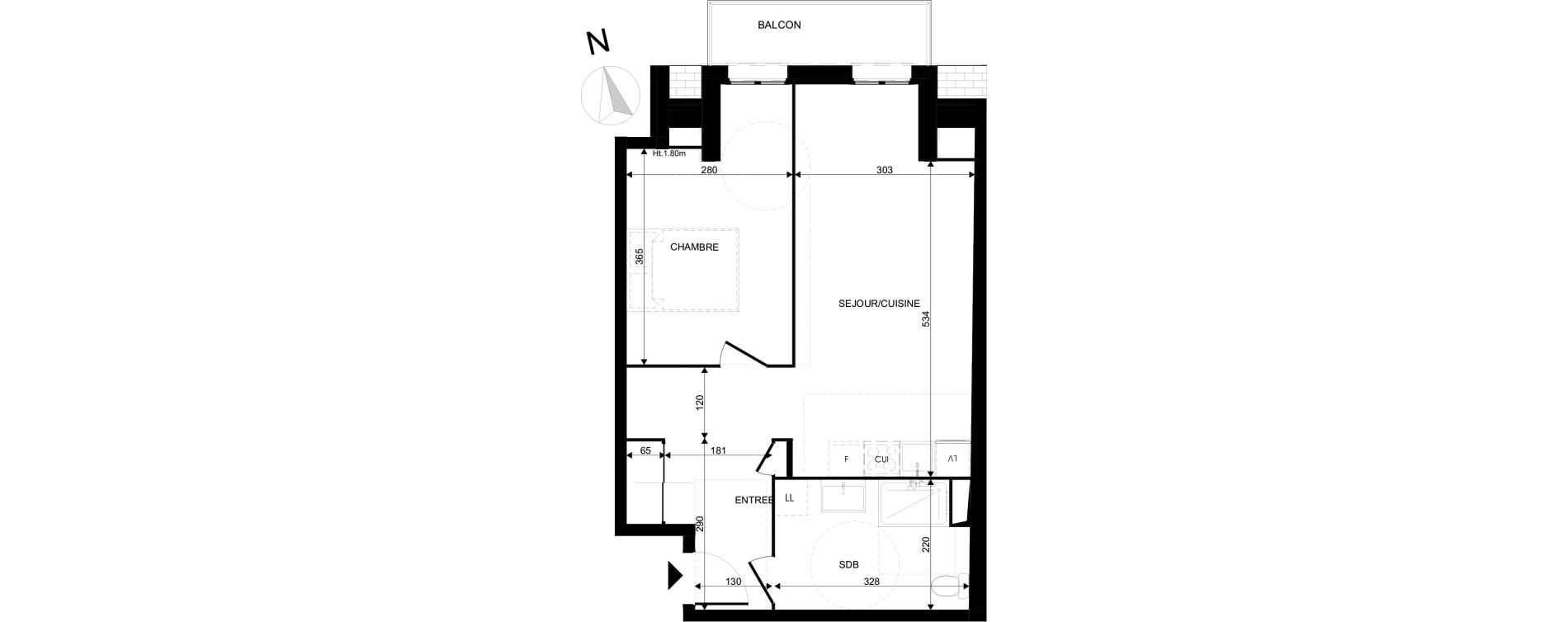 Appartement T2 de 46,02 m2 au Blanc-Mesnil La molette
