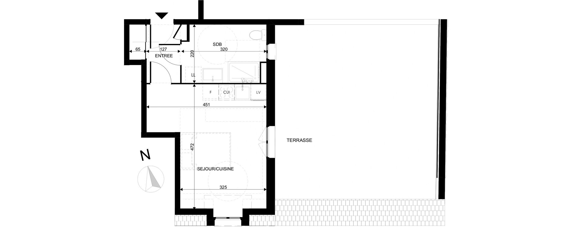 Appartement T1 de 27,42 m2 au Blanc-Mesnil La molette