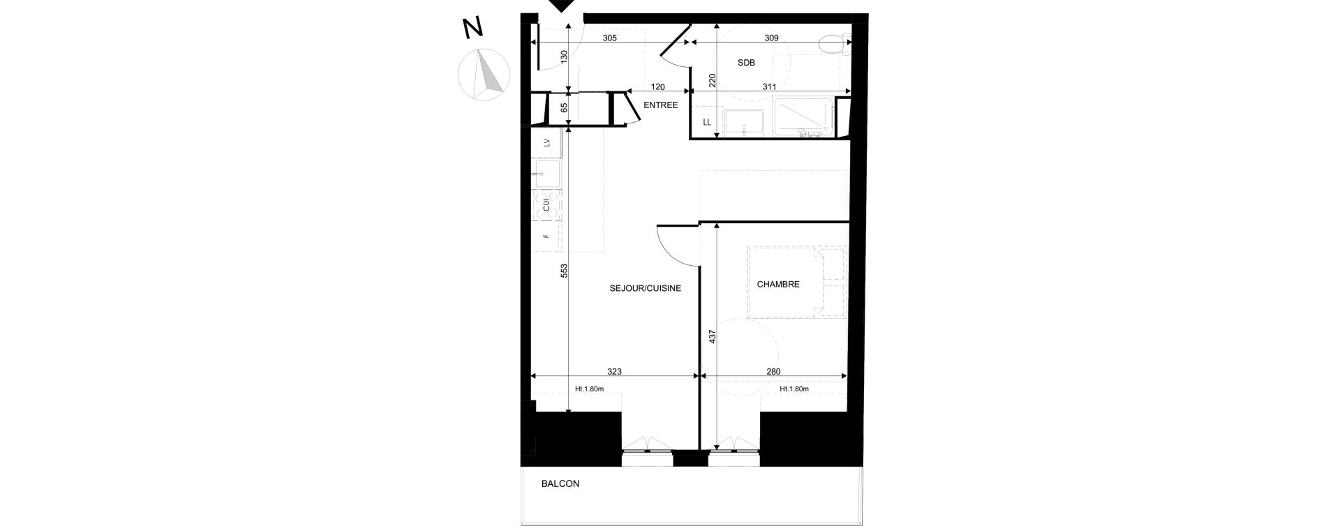 Appartement T2 de 45,25 m2 au Blanc-Mesnil La molette