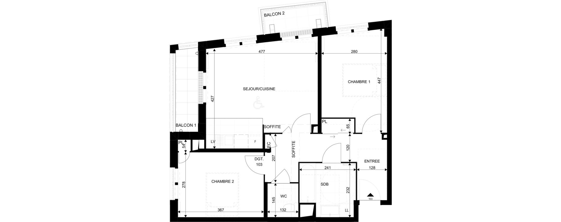 Appartement T3 de 58,80 m2 au Blanc-Mesnil La molette