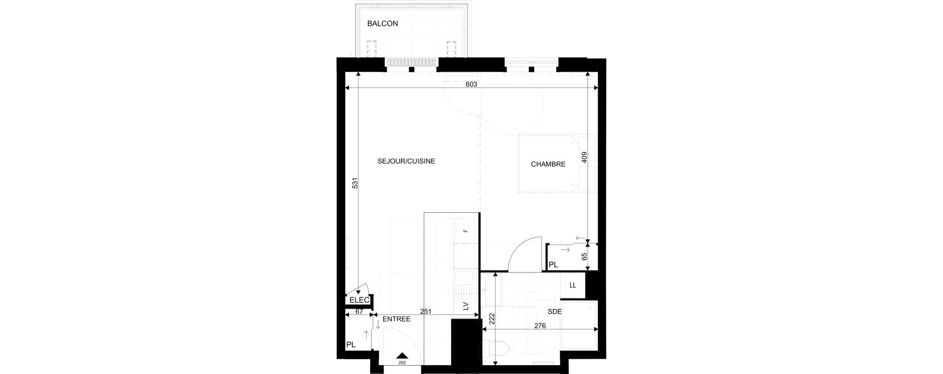 Appartement T1 de 40,08 m2 au Blanc-Mesnil La molette