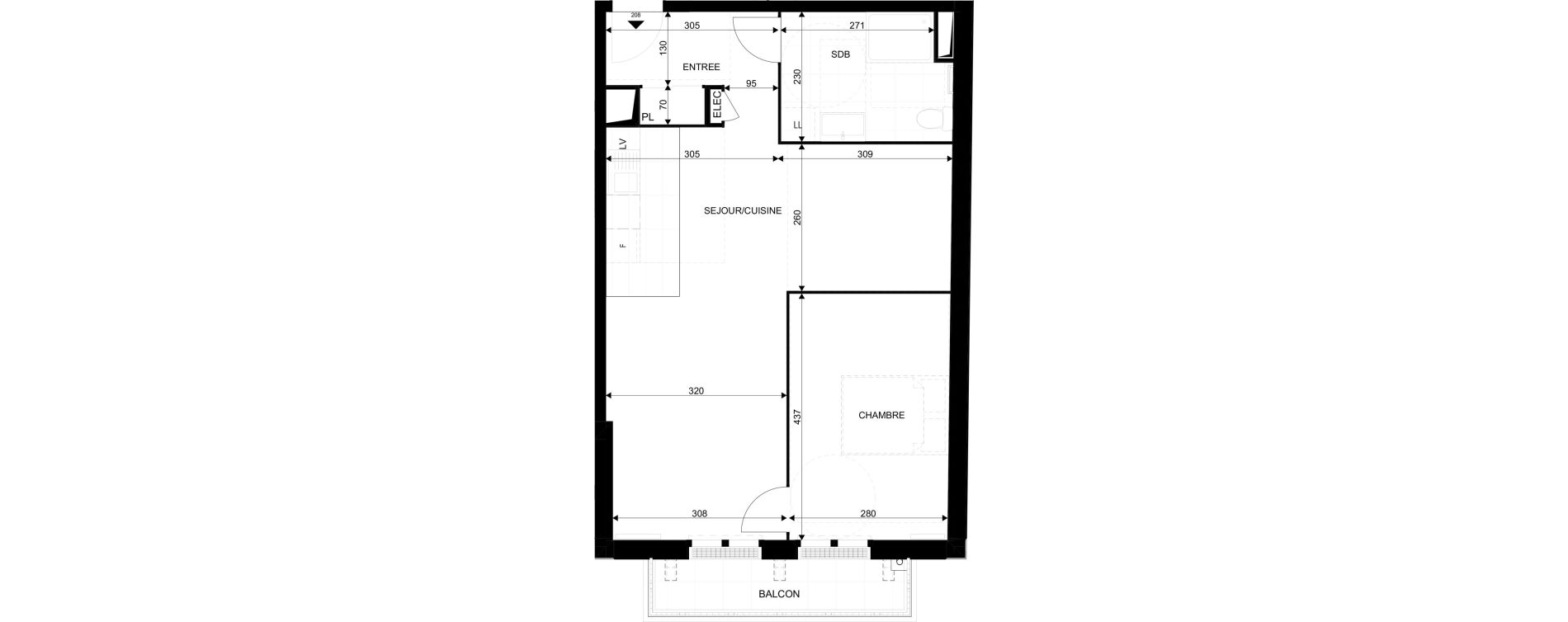Appartement T2 de 55,26 m2 au Blanc-Mesnil La molette