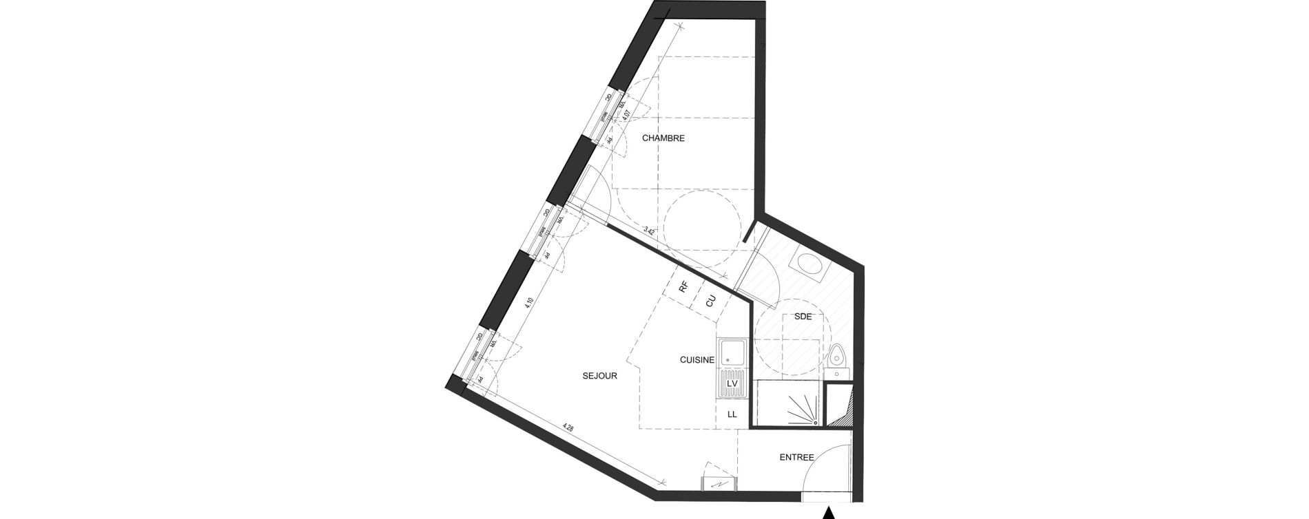 Appartement T2 de 42,67 m2 au Blanc-Mesnil Descartes