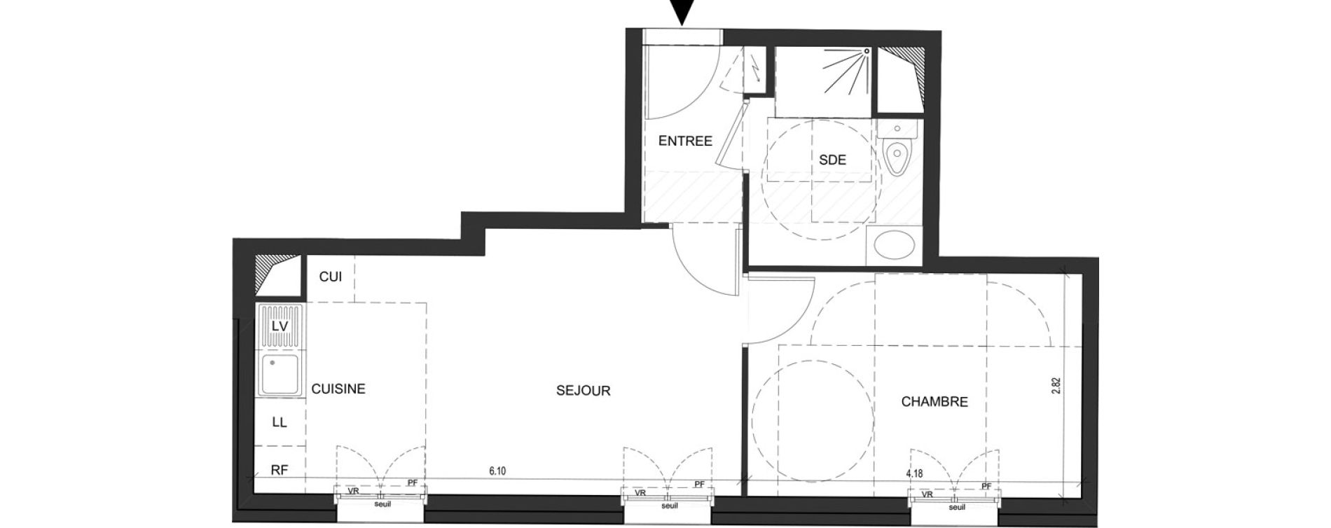 Appartement T2 de 38,92 m2 au Blanc-Mesnil Descartes