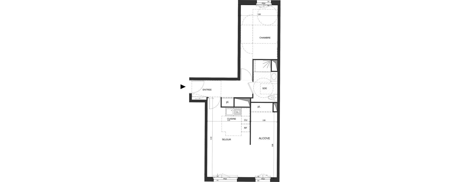Appartement T2 de 54,91 m2 au Blanc-Mesnil Descartes