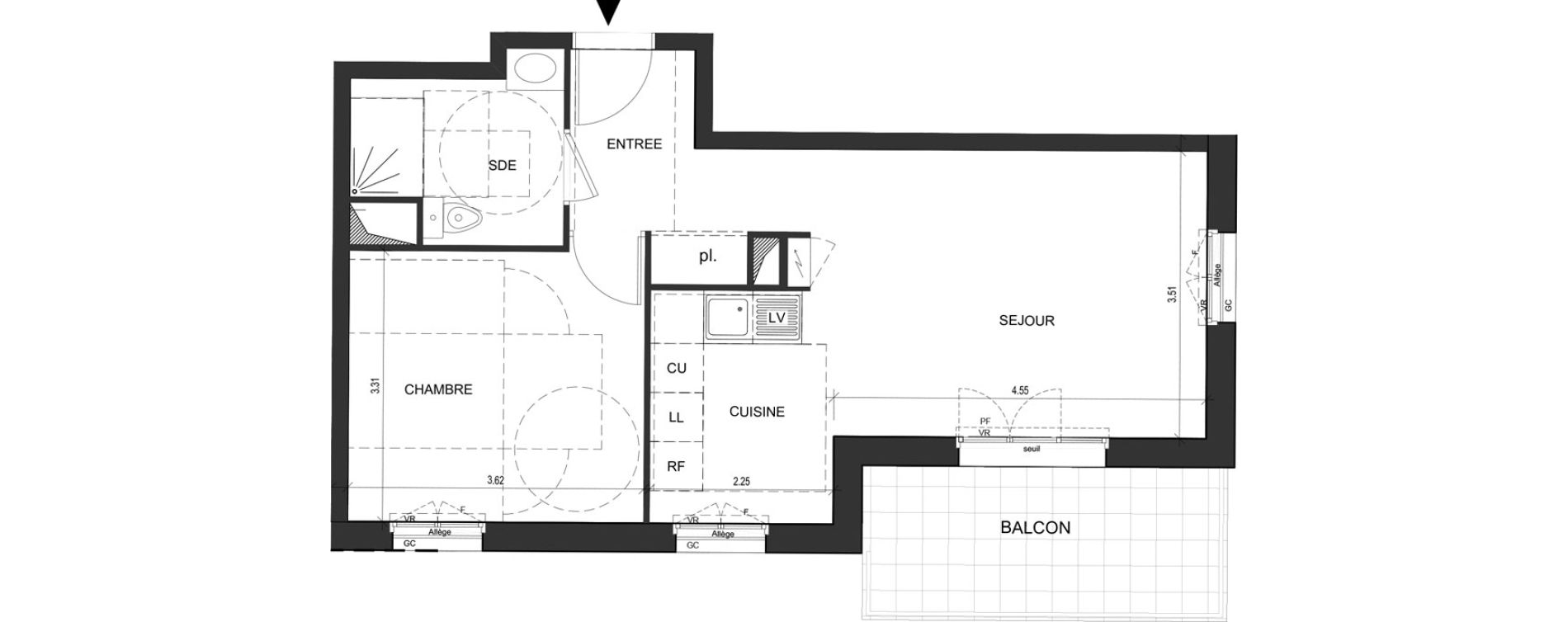 Appartement T2 de 45,73 m2 au Blanc-Mesnil Descartes