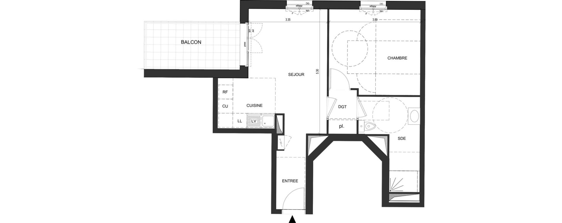 Appartement T2 de 47,17 m2 au Blanc-Mesnil Descartes