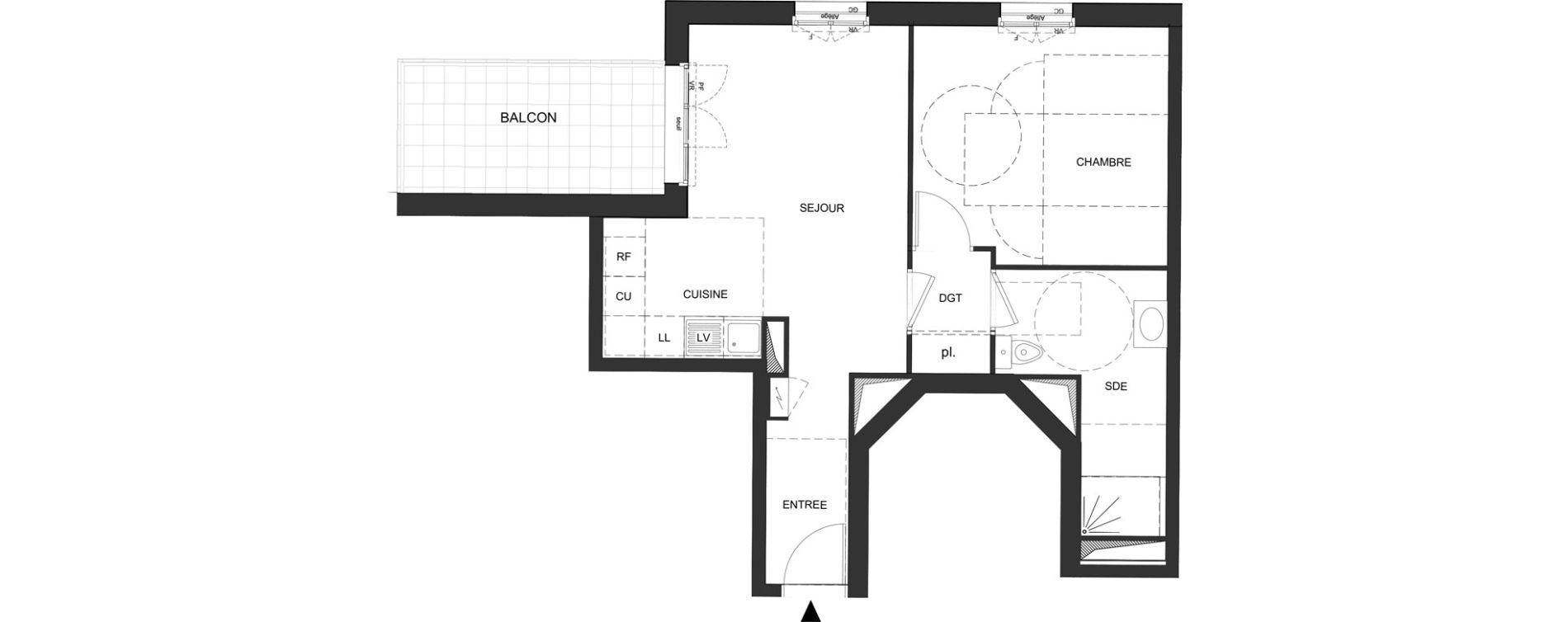 Appartement T2 de 47,17 m2 au Blanc-Mesnil Descartes