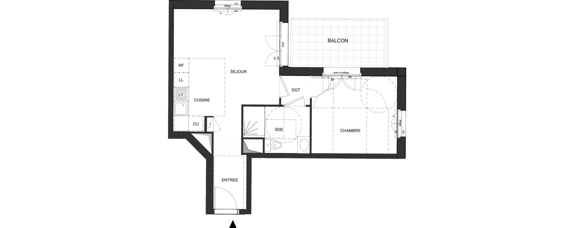 Appartement T2 de 42,85 m2 au Blanc-Mesnil Descartes