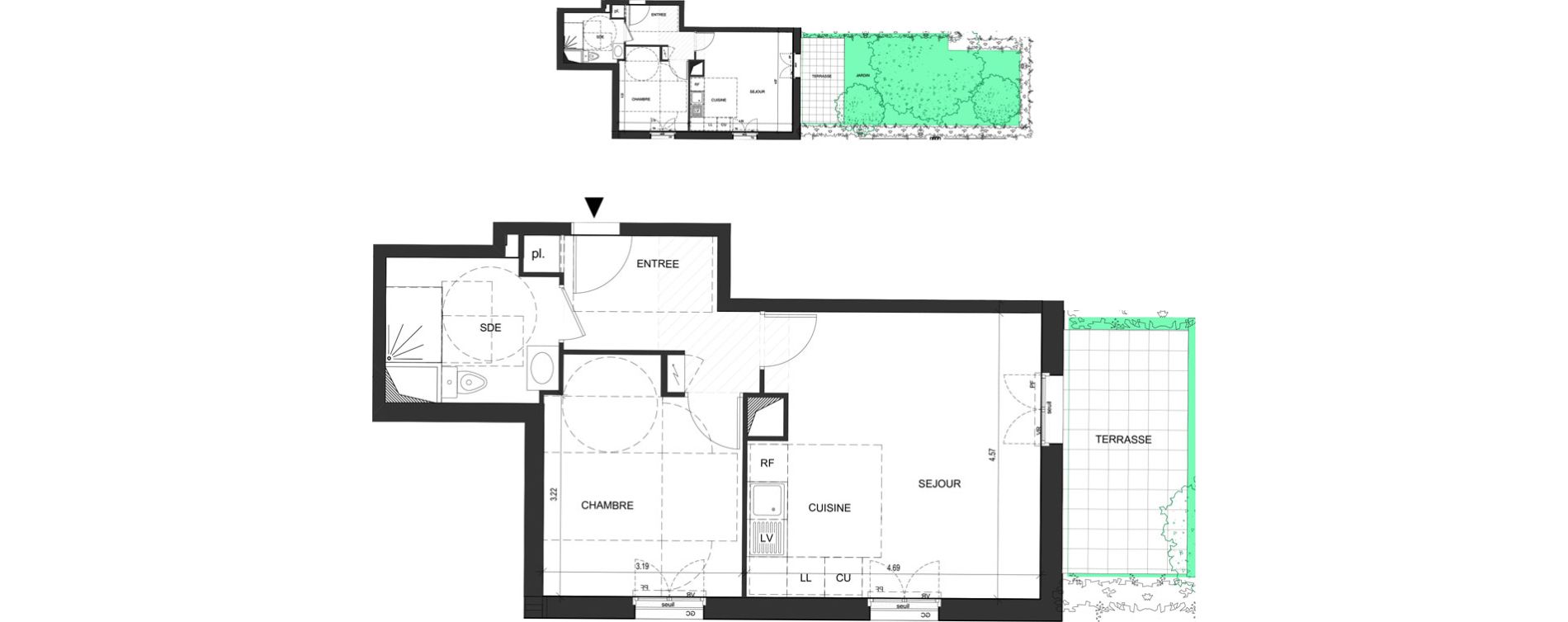 Appartement T2 de 43,67 m2 au Blanc-Mesnil Descartes