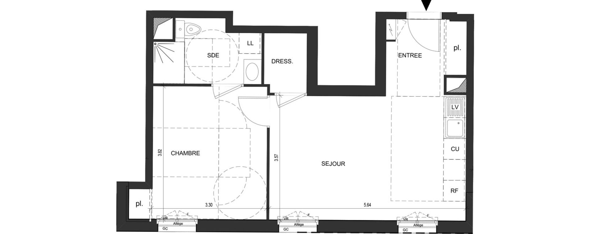 Appartement T2 de 44,97 m2 au Blanc-Mesnil Descartes