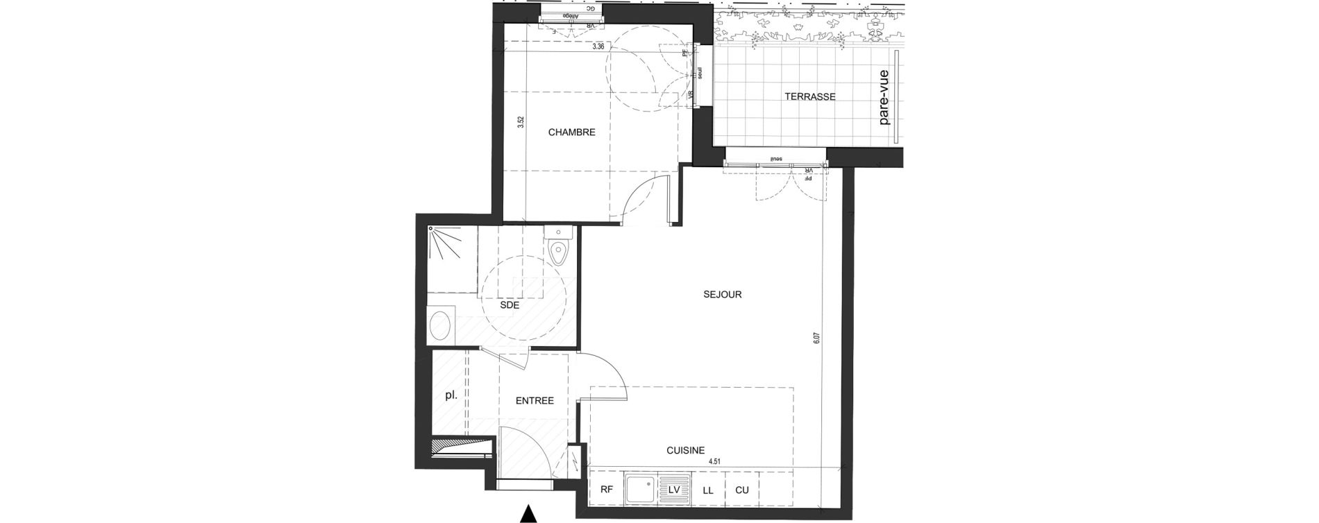 Appartement T2 de 48,23 m2 au Blanc-Mesnil Descartes