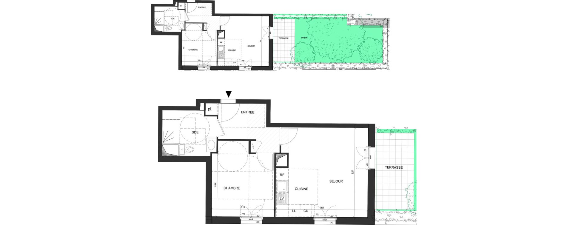 Appartement T2 de 43,67 m2 au Blanc-Mesnil Descartes