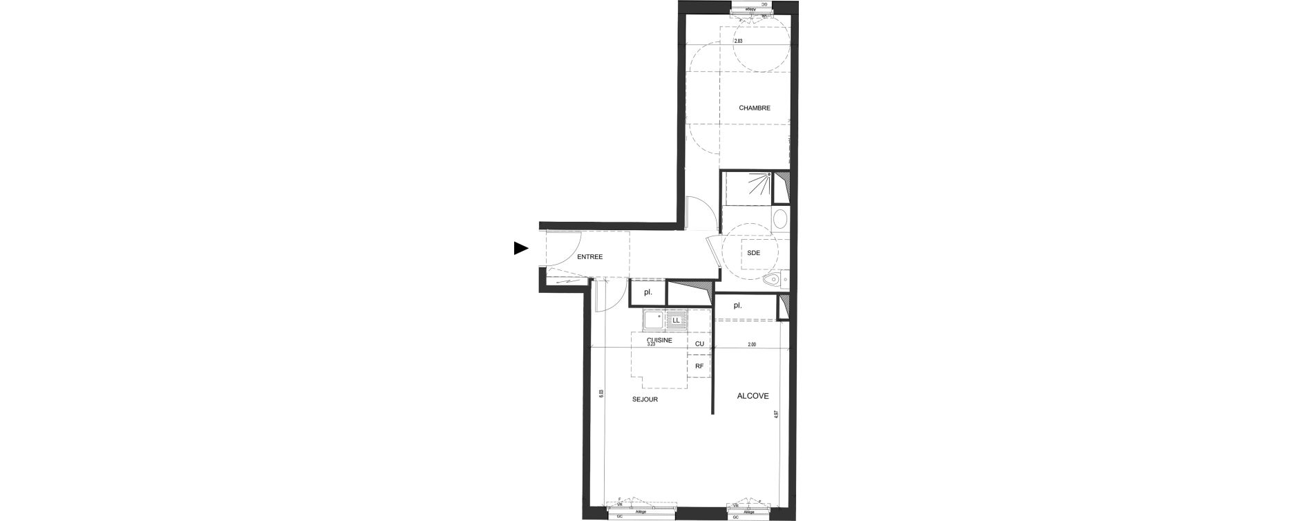 Appartement T2 de 54,91 m2 au Blanc-Mesnil Descartes