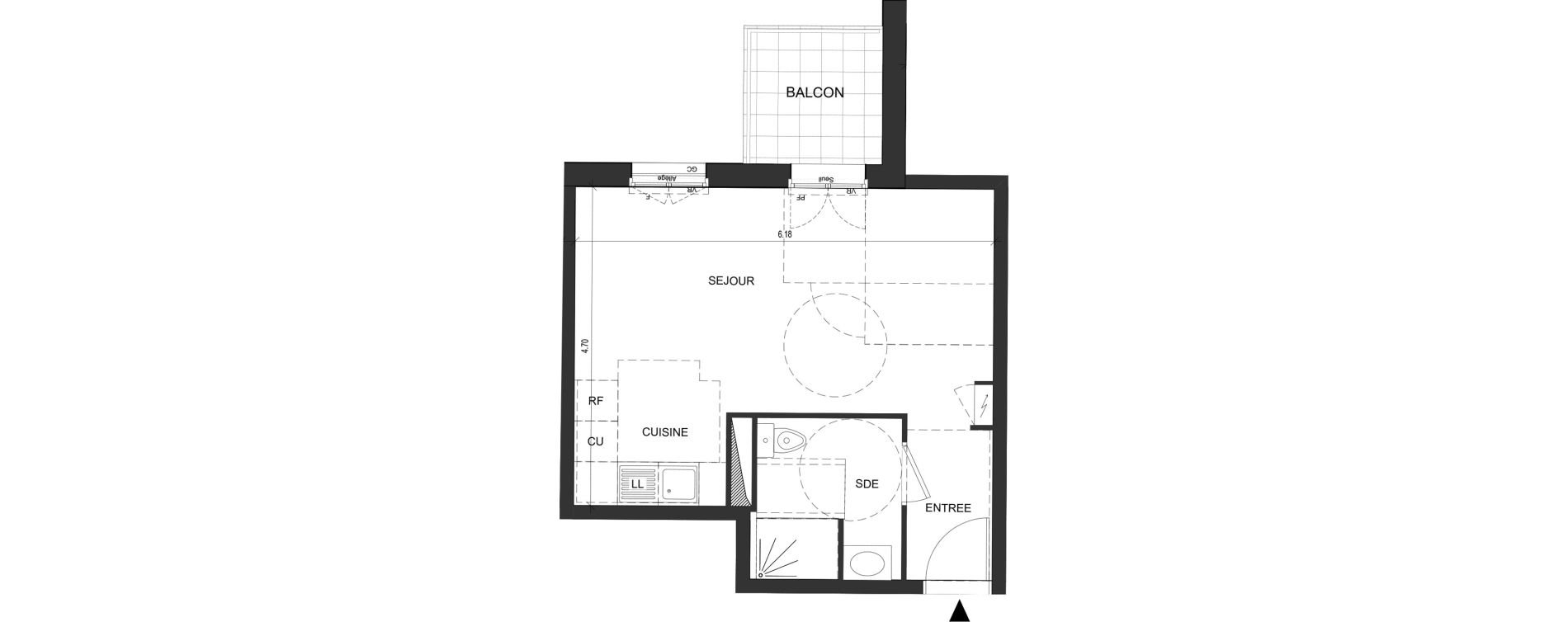 Appartement T1 de 31,74 m2 au Blanc-Mesnil Descartes