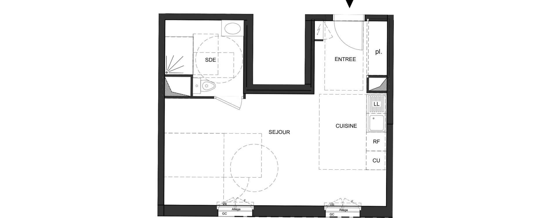 Appartement T1 de 35,27 m2 au Blanc-Mesnil Descartes