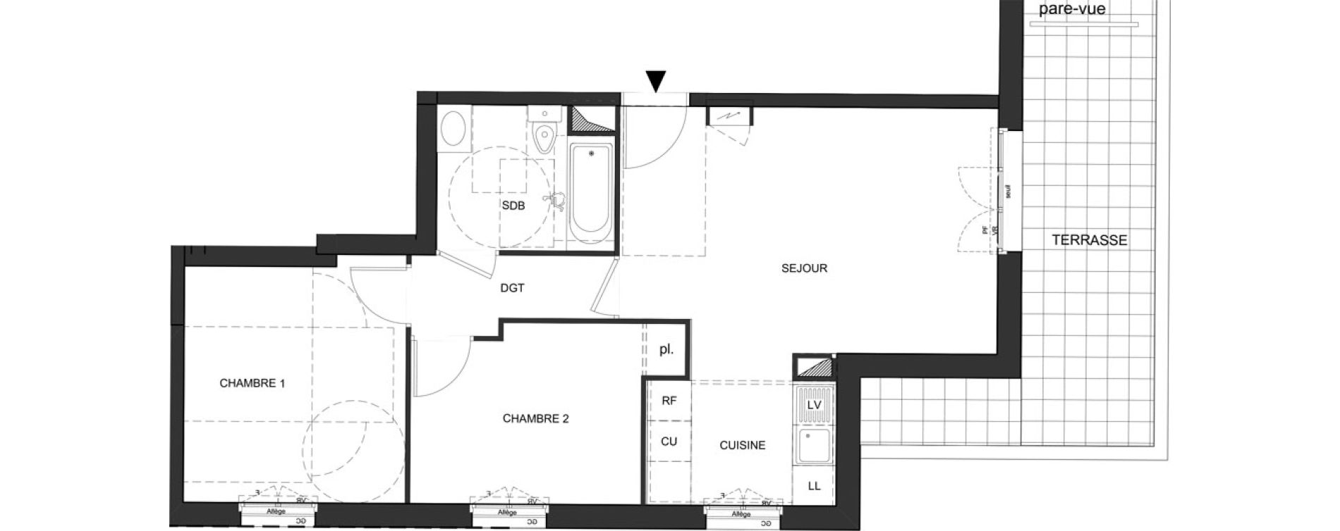 Appartement T3 de 55,10 m2 au Blanc-Mesnil Descartes