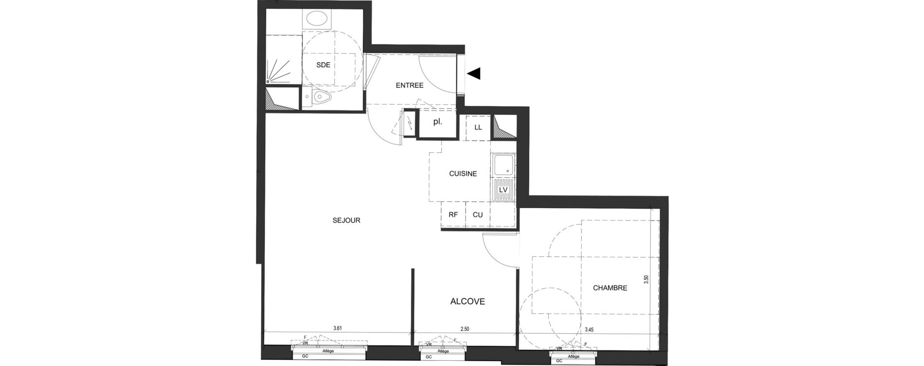 Appartement T2 de 55,51 m2 au Blanc-Mesnil Descartes