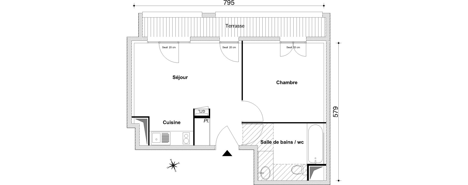 Appartement T2 de 36,52 m2 au Blanc-Mesnil Centre