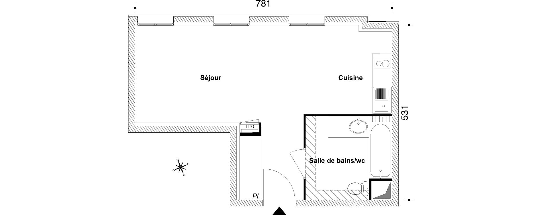 Appartement T1 bis de 33,00 m2 au Blanc-Mesnil Centre