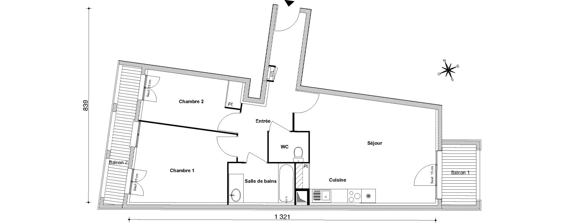Appartement T3 de 65,20 m2 au Blanc-Mesnil Centre