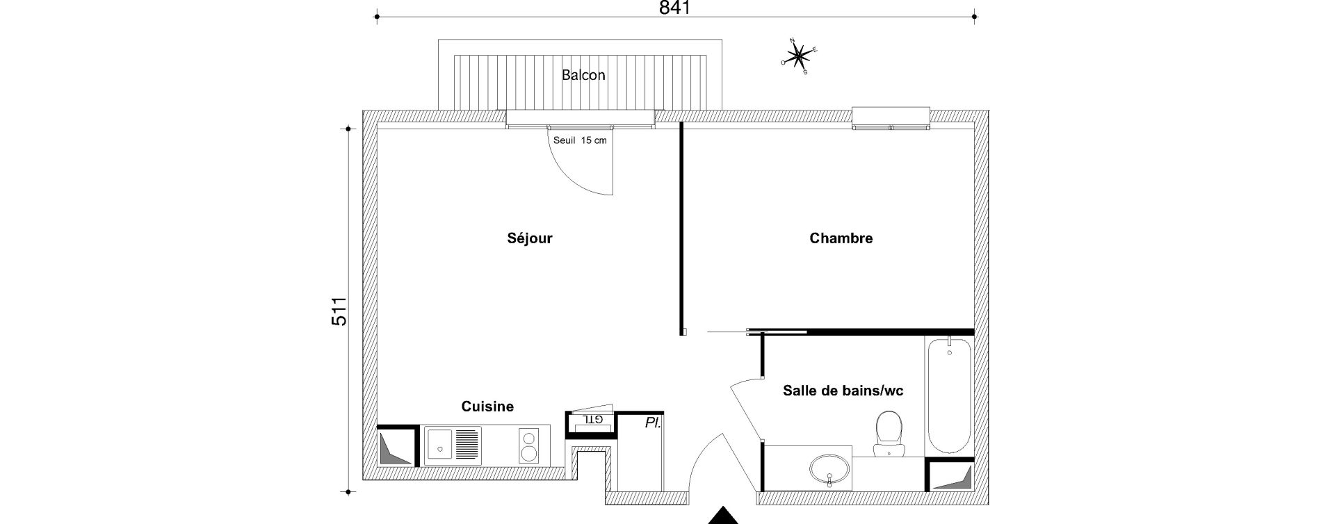 Appartement T2 de 40,06 m2 au Blanc-Mesnil Centre