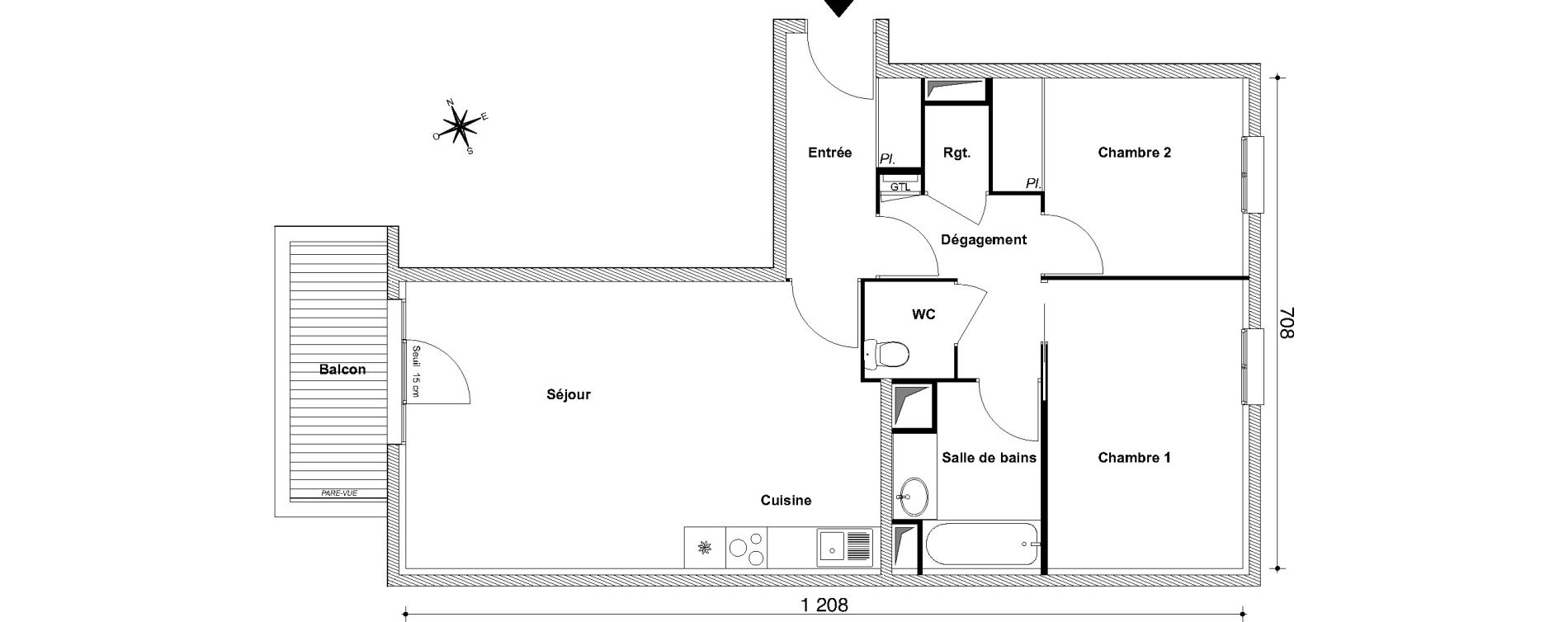 Appartement T3 de 67,61 m2 au Blanc-Mesnil Centre