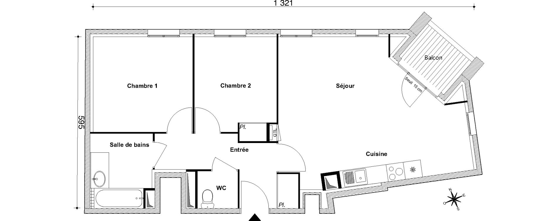 Appartement T3 de 63,88 m2 au Blanc-Mesnil Centre