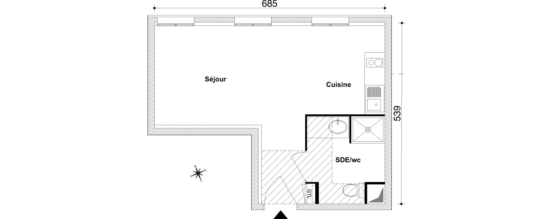 Appartement T1 bis de 28,18 m2 au Blanc-Mesnil Centre