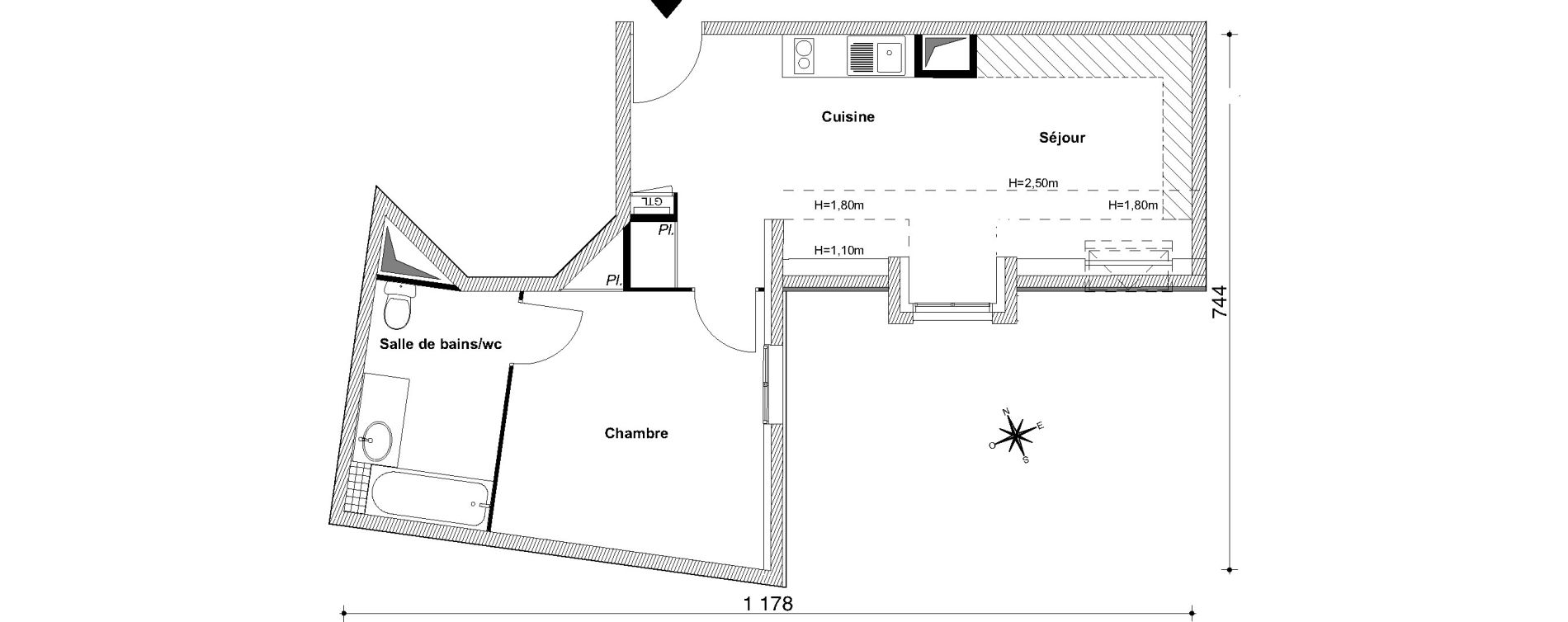 Appartement T2 de 42,63 m2 au Blanc-Mesnil Centre