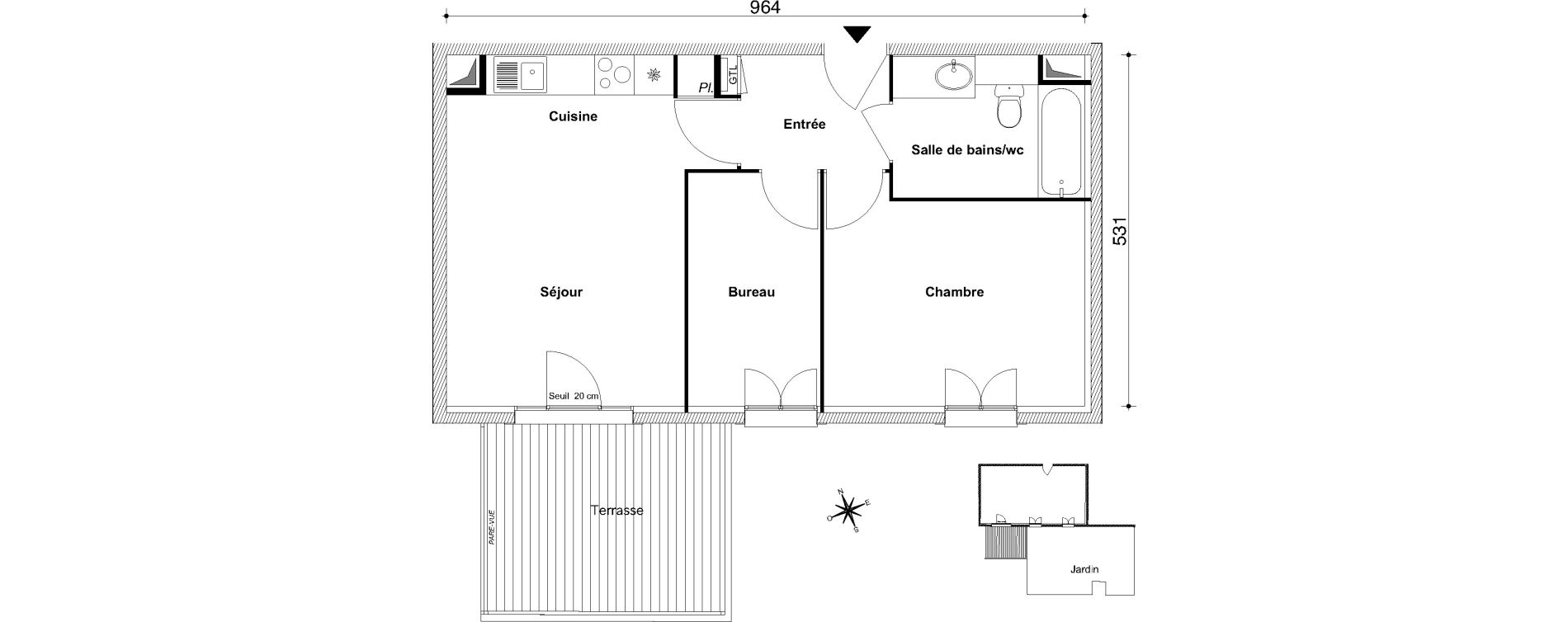 Appartement T3 de 49,60 m2 au Blanc-Mesnil Centre