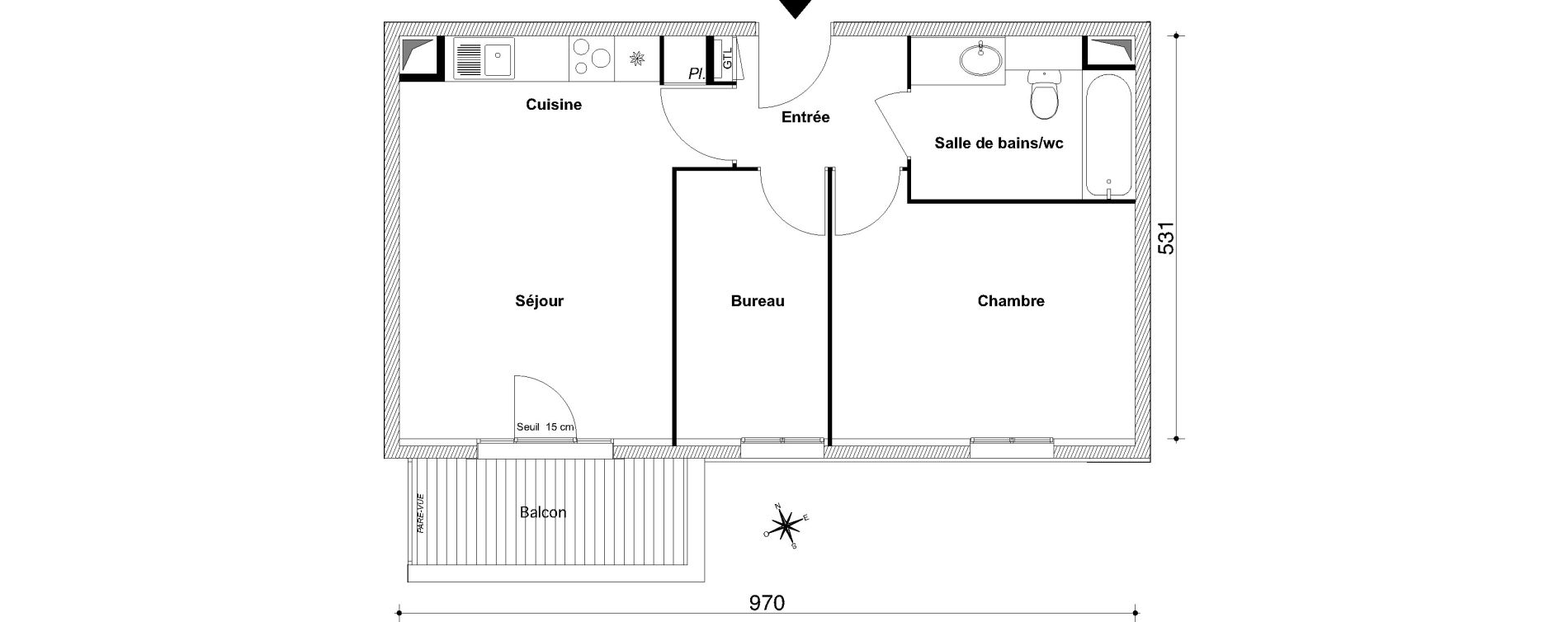 Appartement T3 de 49,92 m2 au Blanc-Mesnil Centre