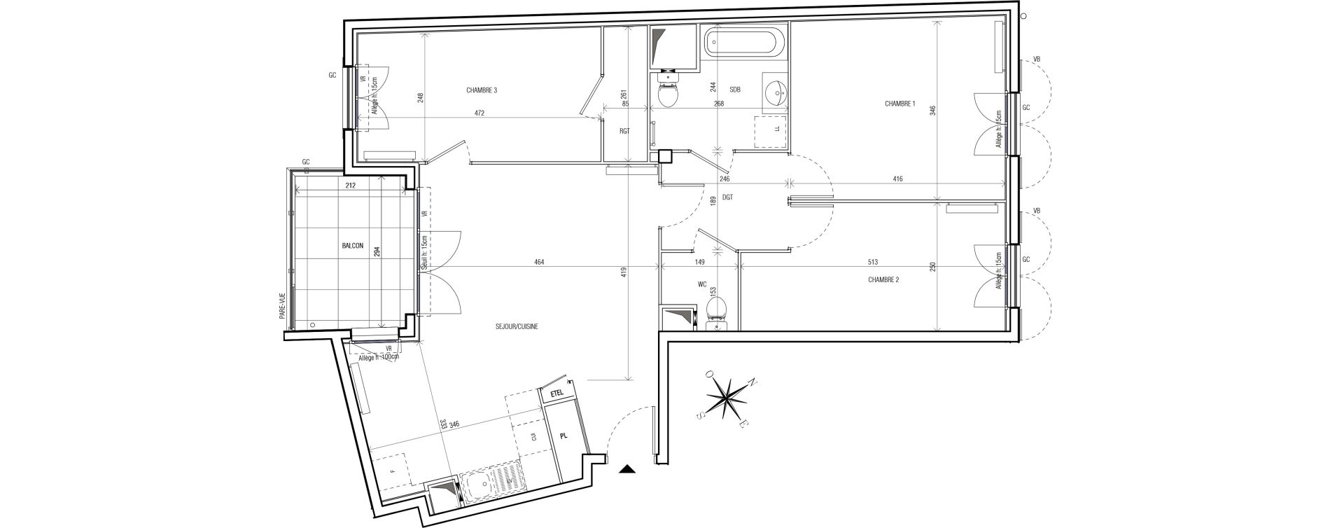 Appartement T4 de 84,31 m2 au Blanc-Mesnil Centre