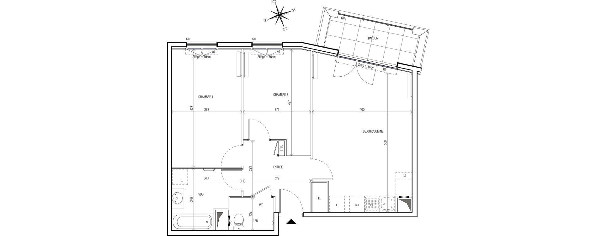 Appartement T3 de 61,56 m2 au Blanc-Mesnil Centre