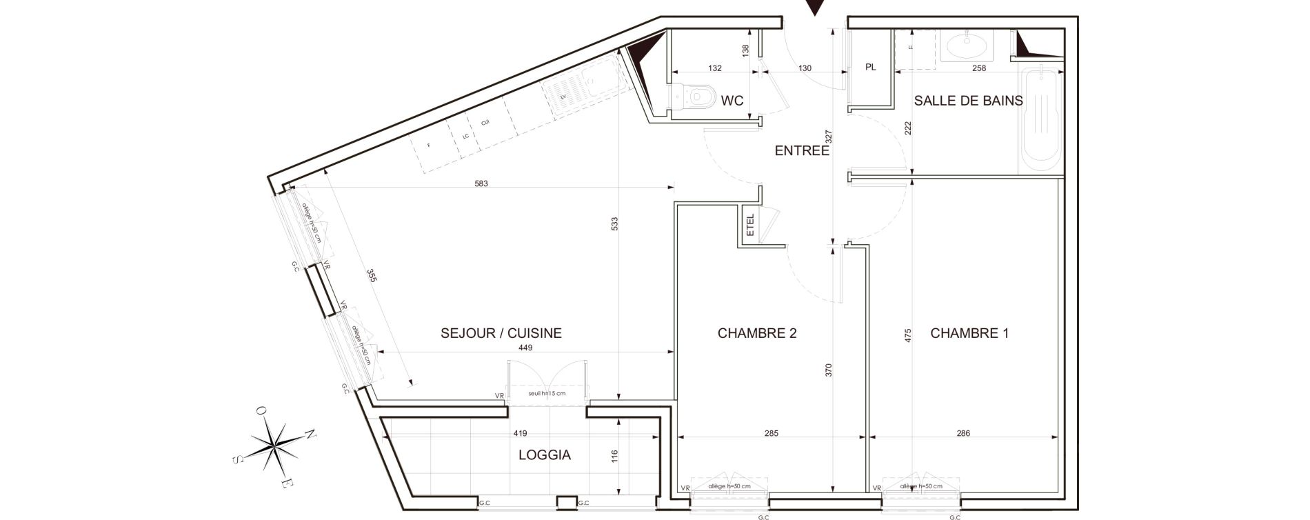 Appartement T3 de 62,34 m2 au Blanc-Mesnil Centre