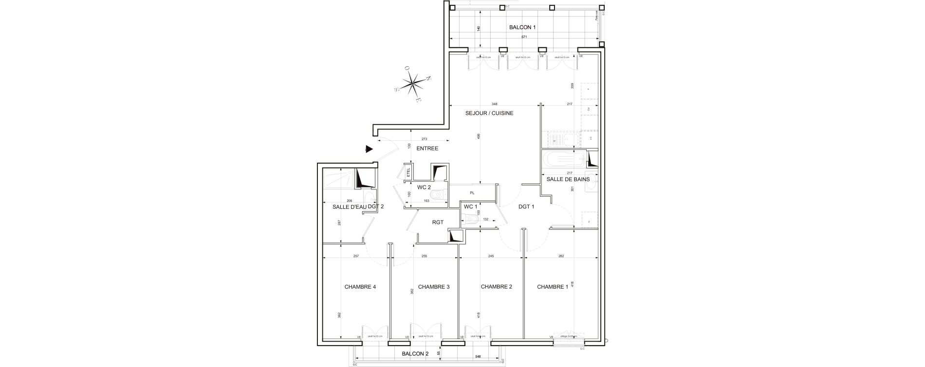 Appartement T5 de 93,26 m2 au Blanc-Mesnil Centre