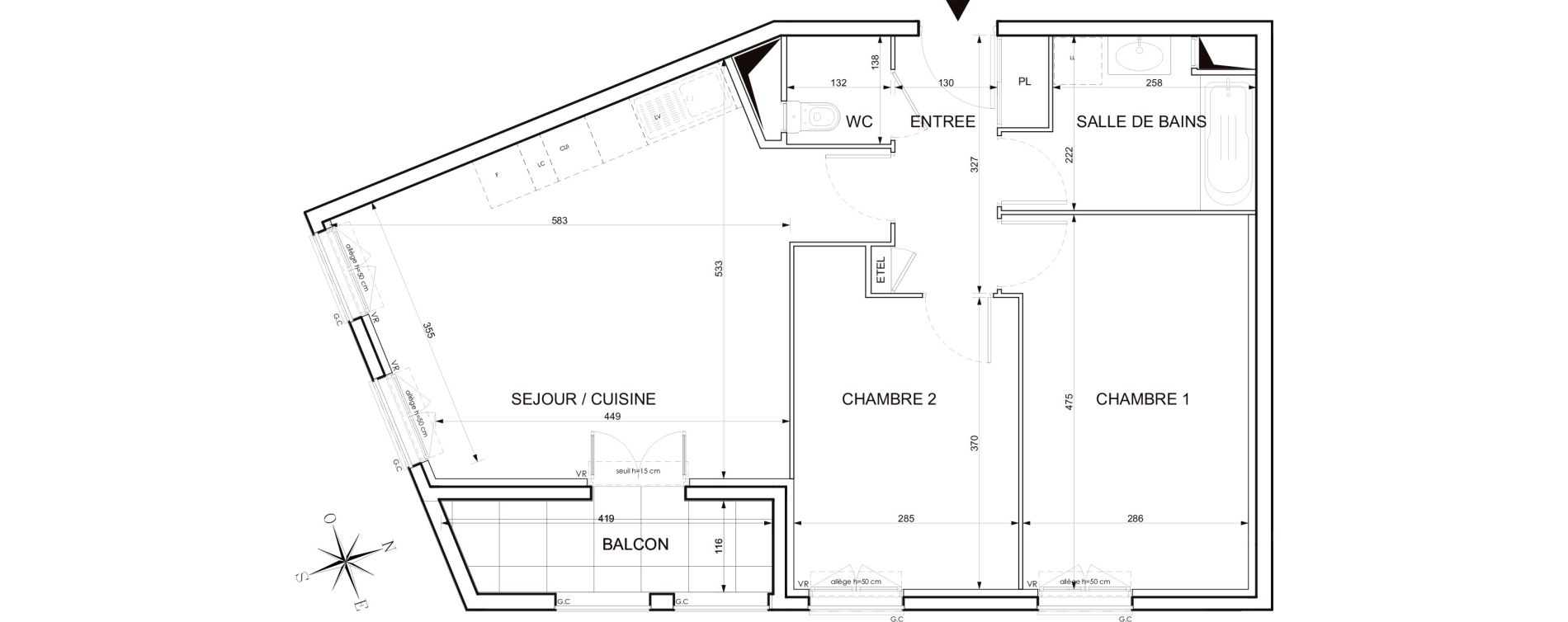 Appartement T3 de 62,34 m2 au Blanc-Mesnil Centre