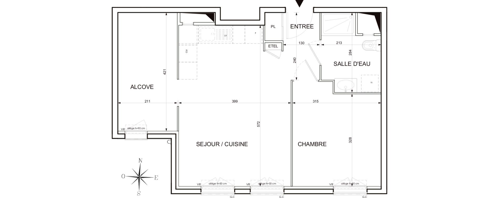 Appartement T2 de 50,35 m2 au Blanc-Mesnil Centre