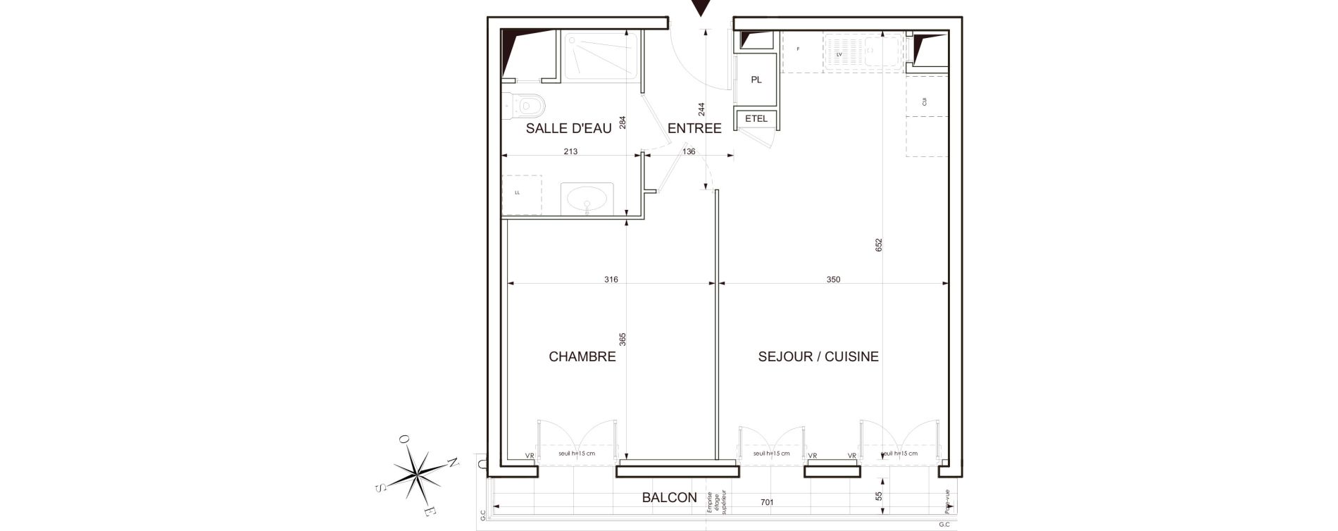 Appartement T2 de 41,89 m2 au Blanc-Mesnil Centre