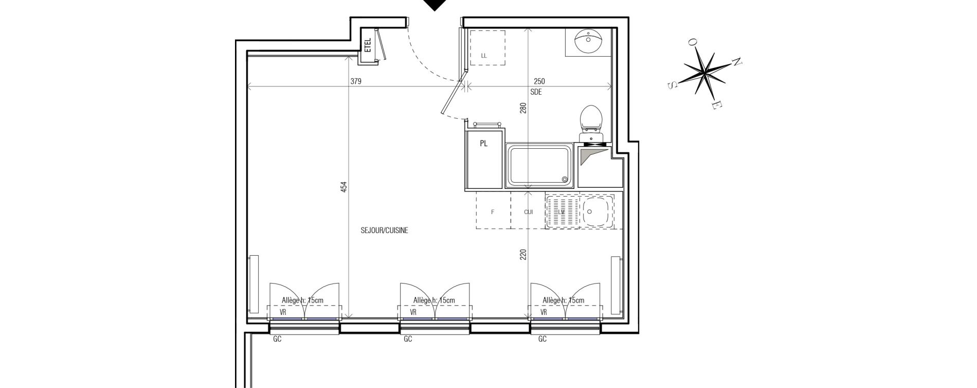 Appartement T1 de 30,39 m2 au Blanc-Mesnil Centre